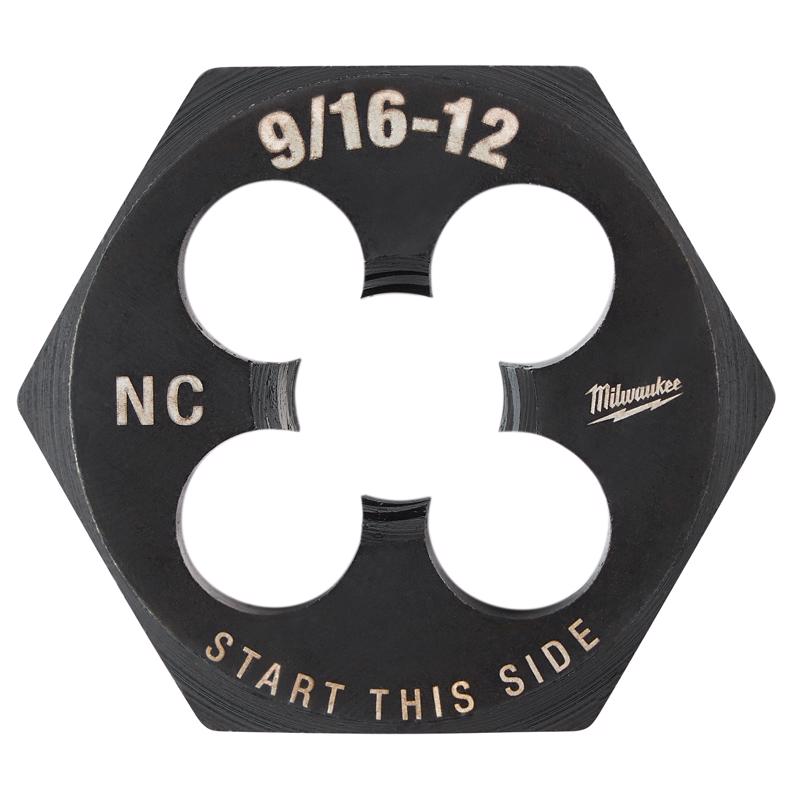 Milwaukee High Carbon Steel SAE Hexagon Die 9/16-12 NC 1 pc