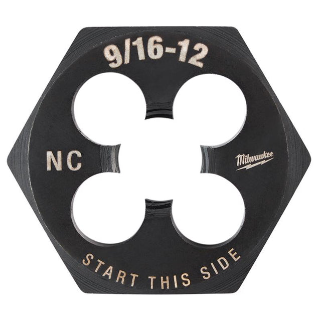Milwaukee High Carbon Steel SAE Hexagon Die 9/16-12 NC 1 pc