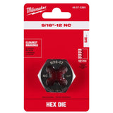 Milwaukee High Carbon Steel SAE Hexagon Die 9/16-12 NC 1 pc