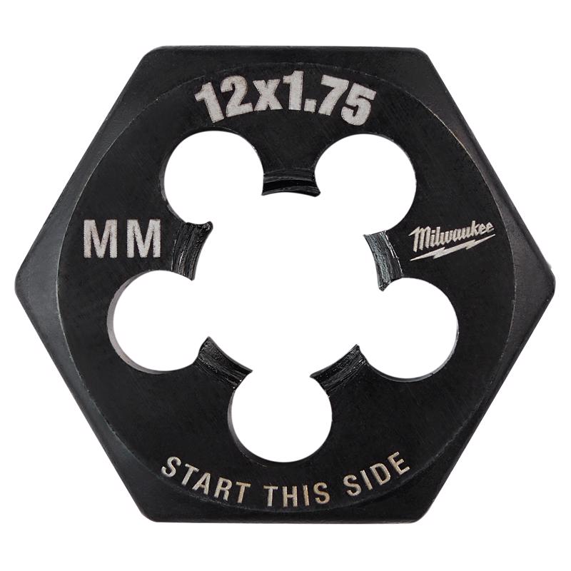 Milwaukee High Carbon Steel Metric Hexagon Die M12-1.75 mm 1 pc