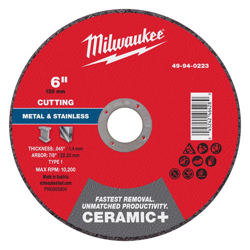 Milwaukee 6 in. D X 7/8 in. X 0.045 in. thick Metal Cut-Off Wheel 1 pk