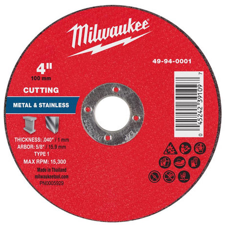 Milwaukee 4 in. D X 5/8 in. X .040 in. thick Metal Cut-Off Wheel 1 pc