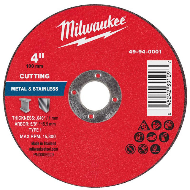 Milwaukee 4 in. D X 5/8 in. X .040 in. thick Metal Cut-Off Wheel 1 pc