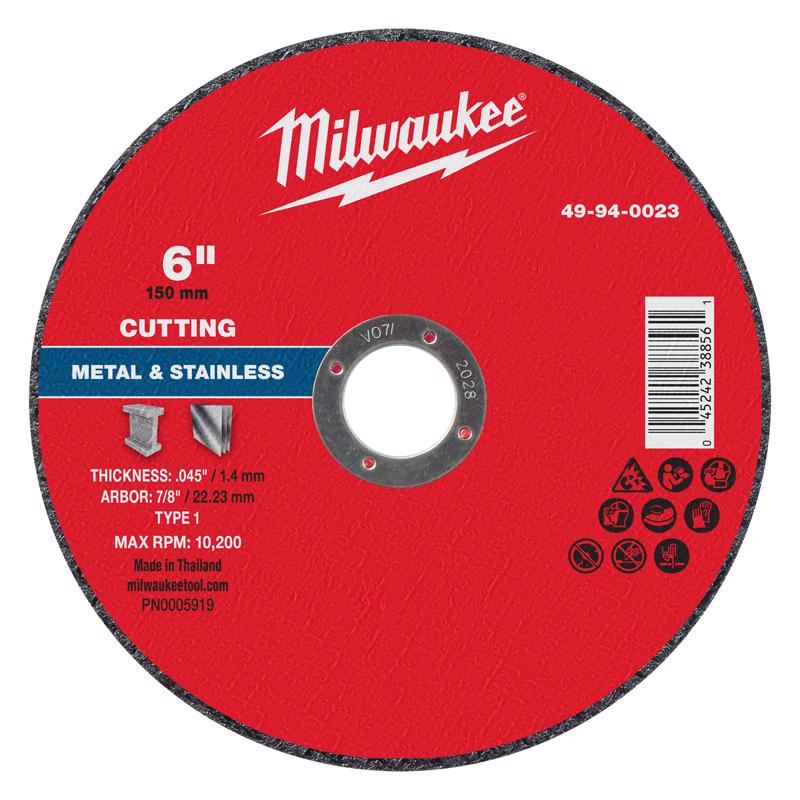Milwaukee 6 in. D X 7/8 in. X .045 in. thick Metal Cut-Off Wheel 1 pk