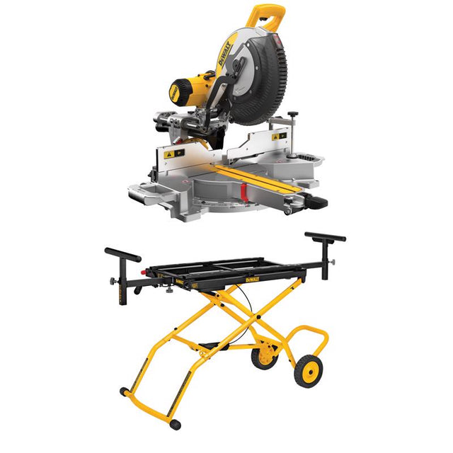 DEWALT 12-Inch Sliding Compound Miter Saw, Double Bevel with DEWALT Miter Saw Stand with Wheels