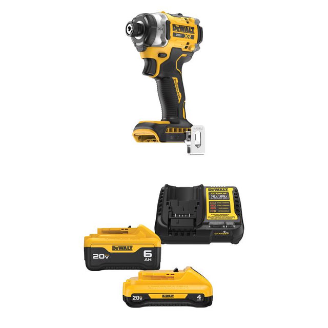DEWALT 20V MAX* XR  3-Speed 1/4 in. Impact Driver  with 20V MAX* 4 Ah and 6 Ah Battery & Charger Kit