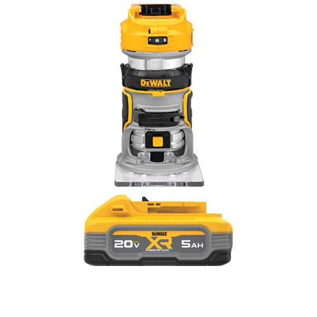 DEWALT 20V MAX* XR Cordless Router, Brushless,  with DEWALT 20V MAX* XR POWERSTACK 5Ah Battery