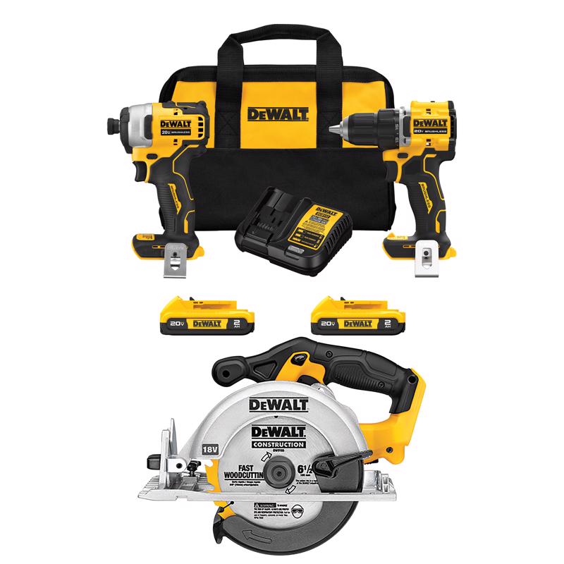 DEWALT ATOMIC 20V MAX* Brushless Compact 2-Tool Combo Kit with 6-1/2-Inch 20V MAX* Circular Saw