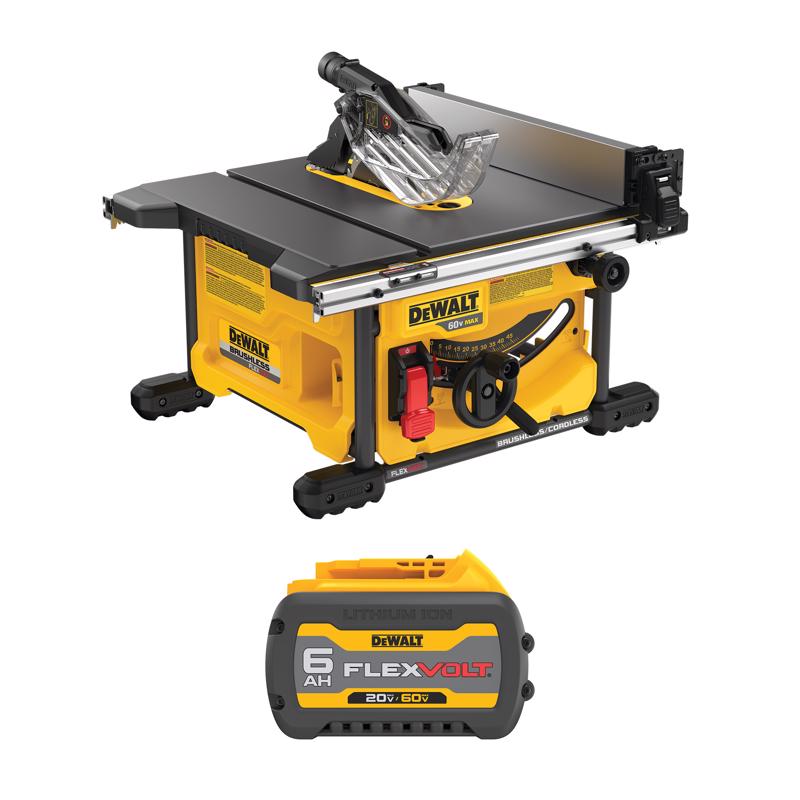 DEWALT 60V Max Table Saw, 8-1/4-Inch with FLEXVOLT 20V/60V MAX* Battery, 6.0-Ah
