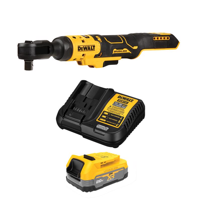 DEWALT ATOMIC 20V MAX* Brushless 1/2 in. Ratchet  with 20V MAX* XR POWERSTACK Battery Kit