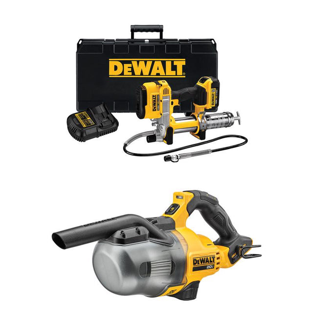 DEWALT 20V MAX* Cordless Grease Gun Kit with DEWALT 20V Cordless Dry Hand Vacuum