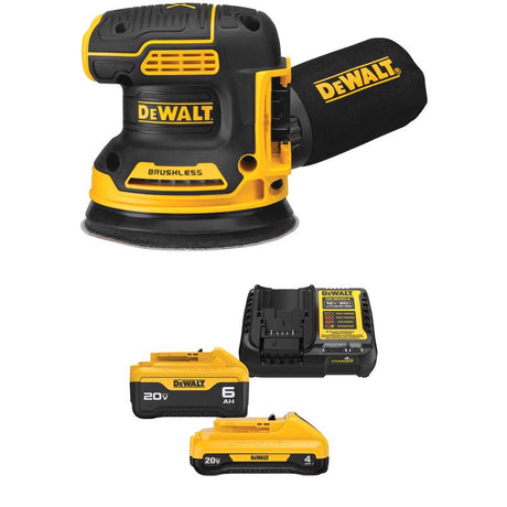 DEWALT 20V MAX* XR 5 in Random Orbital Sander  with 20V MAX* 4 Ah and 6 Ah Battery & Charger Kit