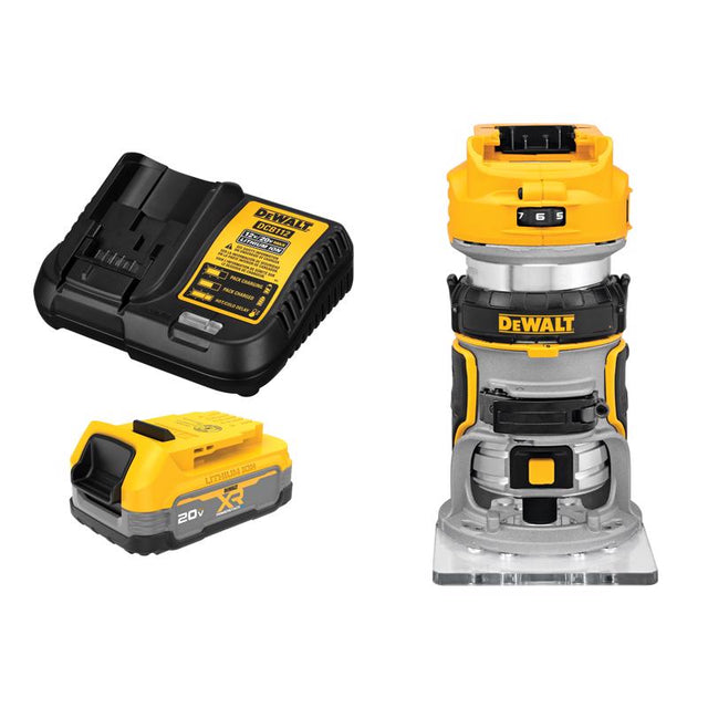 DEWALT 20V MAX XR Cordless Router, Brushless, Tool Only with20V MAX POWERSTACK Battery Kit