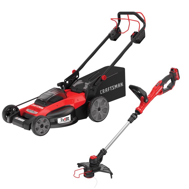 CRAFTSMAN V20* 2x20V MAX* 20-in. Self-Propelled Push Mower with V20* Cordless String Trimmer Kit