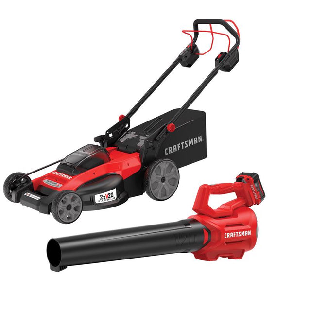 CRAFTSMAN V20* 2x20V MAX* 20-in.  Self-Propelled Push Mower with V20* Cordless Axial Leaf Blower Kit