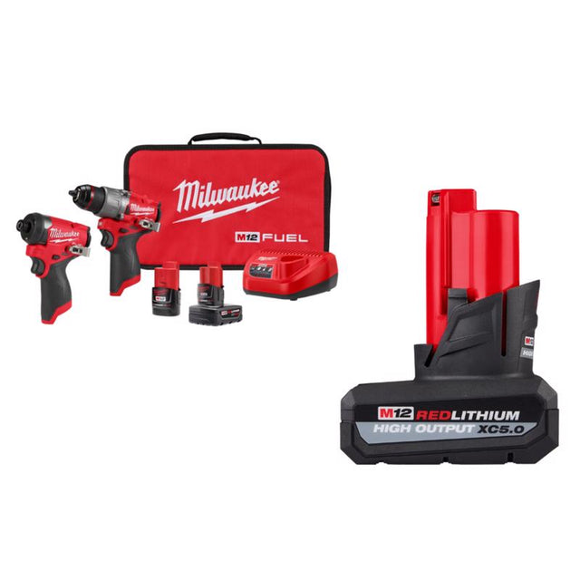 M12 FUEL Hammer Drill Impact Driver Combo Kit with M12 5Ah Battery Pack