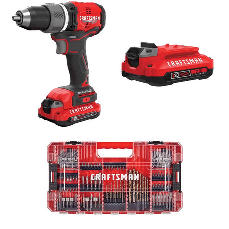 CRAFTSMAN V20  BRUSHLESS RP Drill/Driver Kit with 140 Pc Bit Set with V20 2.0 Ah  Battery