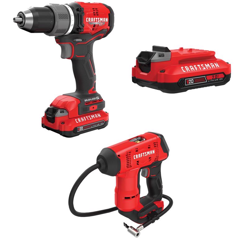CRAFTSMAN V20  BRUSHLESS RP Drill/Driver Kit with V20 2.0 Ah  Battery withV20 Inflator