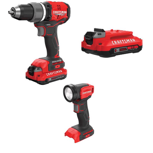 CRAFTSMAN V20  BRUSHLESS RP Drill/Driver Kit with V20 2.0 Ah  Battery with V20  Work Light