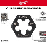 Milwaukee High Carbon Steel Metric Hexagon Die M5-0.9 mm 1 pc
