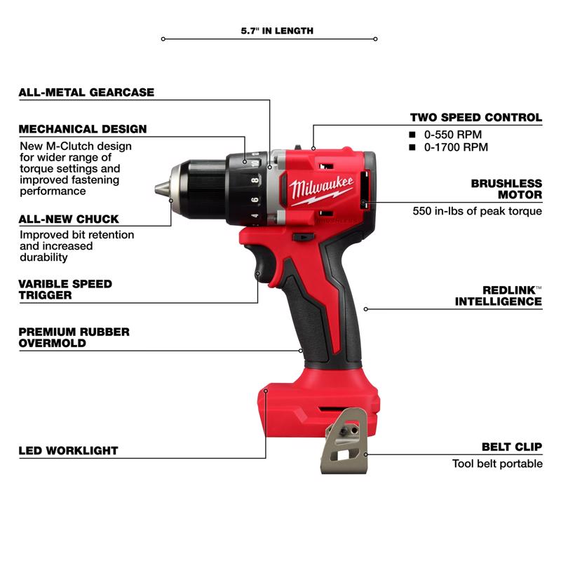 Milwaukee M18 1/2 in. Brushless Cordless Drill Tool Only