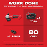 M18 Brushless 4-1/2 in Grinder w 5Ah Battery & Charger Kit