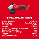 M18 Brushless 4-1/2 in Grinder w 5Ah Battery & Charger Kit