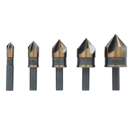 DeWalt 1/4, 3/8, 1/2, 5/8 and 3/4 in. High Speed Steel Countersink Bit Set 5 pc