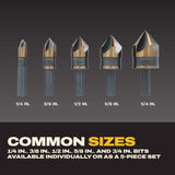 DeWalt 1/4, 3/8, 1/2, 5/8 and 3/4 in. High Speed Steel Countersink Bit Set 5 pc