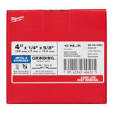 Milwaukee 4 in. D X 5/8 in. X 1/4 in. thick Metal Grinding Wheel