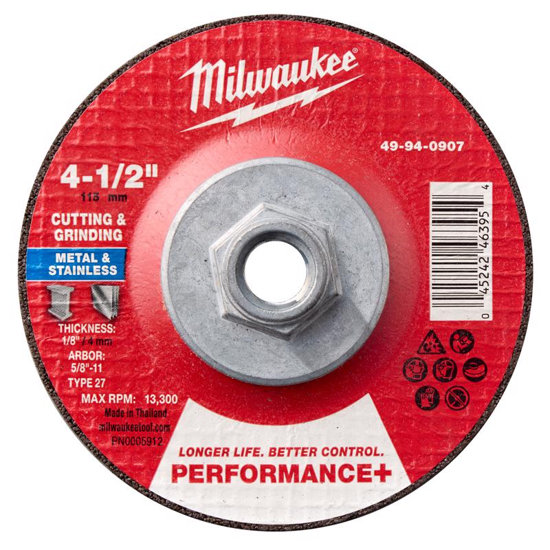 Milwaukee 4-1/2 in. D X 5/8-11 in. X 1/8 in. thick Metal Cutting/Grinding Disc 1 pc