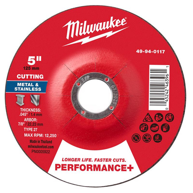 Milwaukee 5 in. D X 7/8 in. X .045 in. thick Metal Cut-Off Disc 1 pc