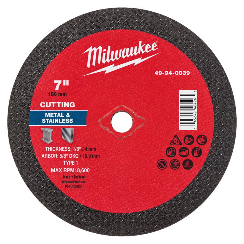 Milwaukee 7 in. D X 5/8 in. X 1/8 in. thick Metal Cut-Off Wheel 1 pc