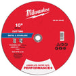 Milwaukee 10 in. D X 5/8 in. X 3/32 in. thick Metal Cut-Off Wheel 1 pc