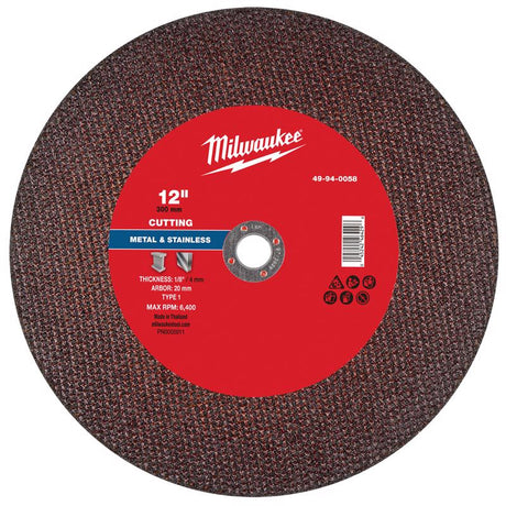 Milwaukee 12 in. D X 20 mm X 1/8 in. thick Metal Cut-Off Wheel 1 pc