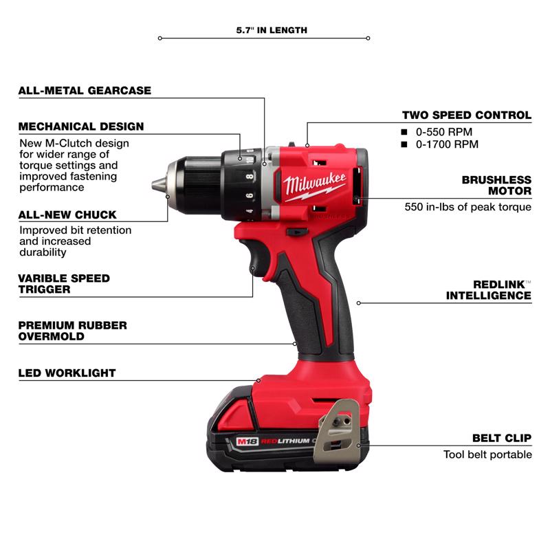 Milwaukee Cordless Brushless 1 Tool Drill and Driver Kit