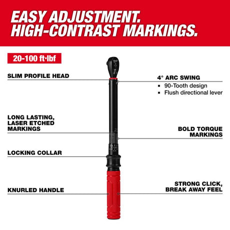Milwaukee 3/8 in. X 1.3 in. Torque Wrench 16.8 in. L
