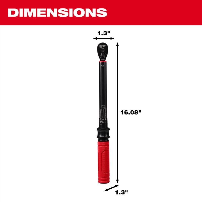Milwaukee 3/8 in. X 1.3 in. Torque Wrench 16.8 in. L