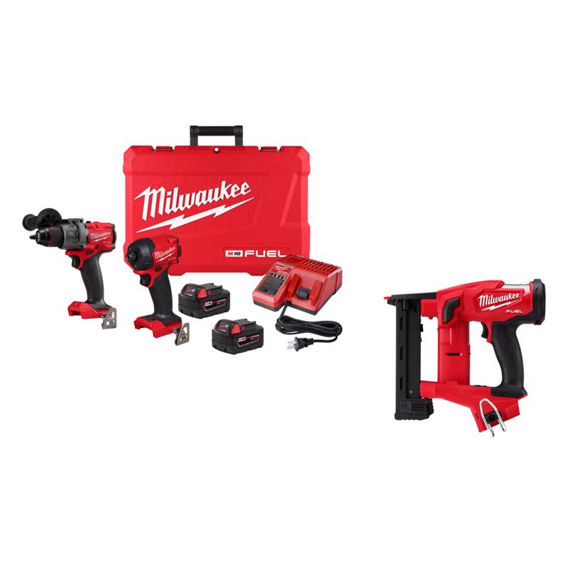 M18 FUEL 2PC Hammer Drill and Impact Driver Combo Kit w Narrow Crown Stapler