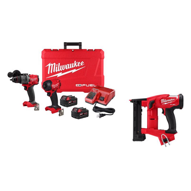 M18 FUEL 2PC Hammer Drill and Impact Driver Combo Kit w Narrow Crown Stapler