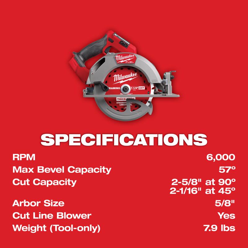 M18 FUEL 7-1/4 in Circular Saw w 2PK FORGE 8Ah Batteries