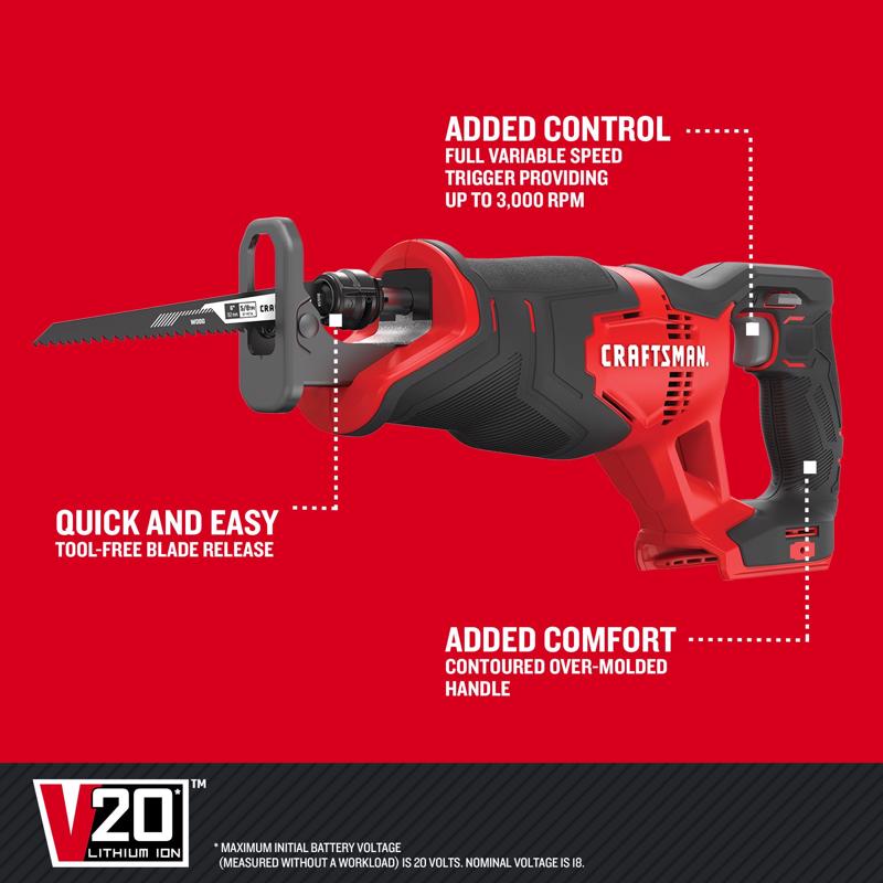 CRAFTSMAN  V20 3Ah Advanced Battery Starter  with 2Gal Wet/Dry Vac withReciprocating Saw