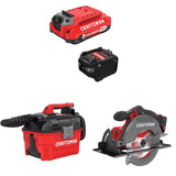 CRAFTSMAN  V20 3Ah Advanced Battery Starter  with 2Gal Wet/Dry Vac with6-1/2-in Circular Saw