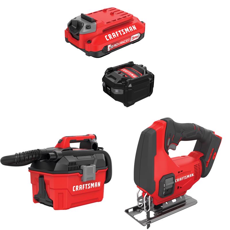CRAFTSMAN  V20 3Ah Advanced Battery Starter  with 2Gal Wet/Dry Vac withJig Saw