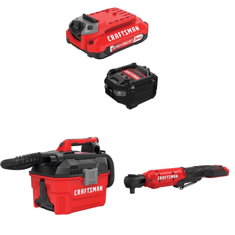 CRAFTSMAN  V20 3Ah Advanced Battery Starter  with 2Gal Wet/Dry Vac with  Multi-Size Ratchet