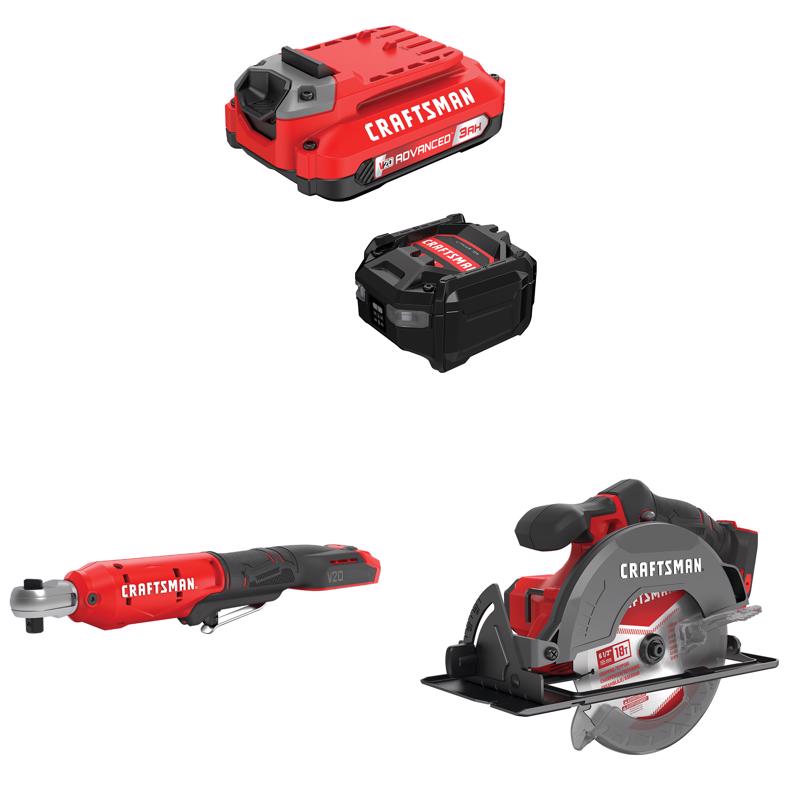 CRAFTSMAN  V20 3Ah Advanced Battery Starter  with 3/8-in  Ratchet with6-1/2-in Circular Saw