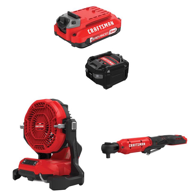 CRAFTSMAN  V20 3Ah Advanced Battery Starter  with 3-Speed Misting Fan with  Multi-Size Ratchet