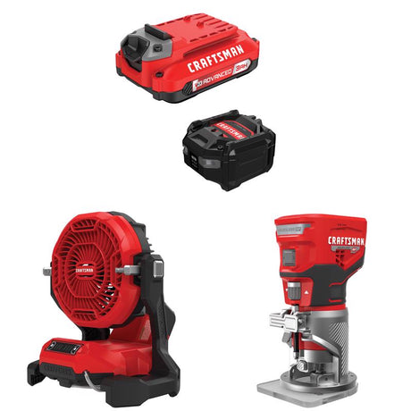 CRAFTSMAN  V20 3Ah Advanced Battery Starter  with 3-Speed Misting Fan withBrushless RP Router