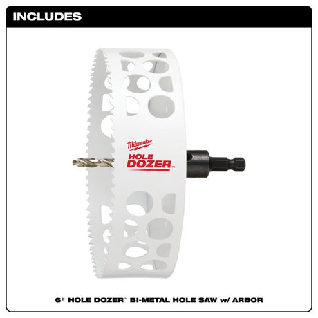 Milwaukee 6 in. High Speed Steel 2.3 in. L X 3/8 in. D Hole Saw Arbor