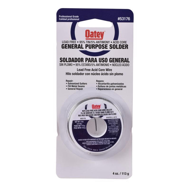 Oatey 4 oz Lead-Free Acid Core Wire Solder Tin/Antimony 95/5 1 pc